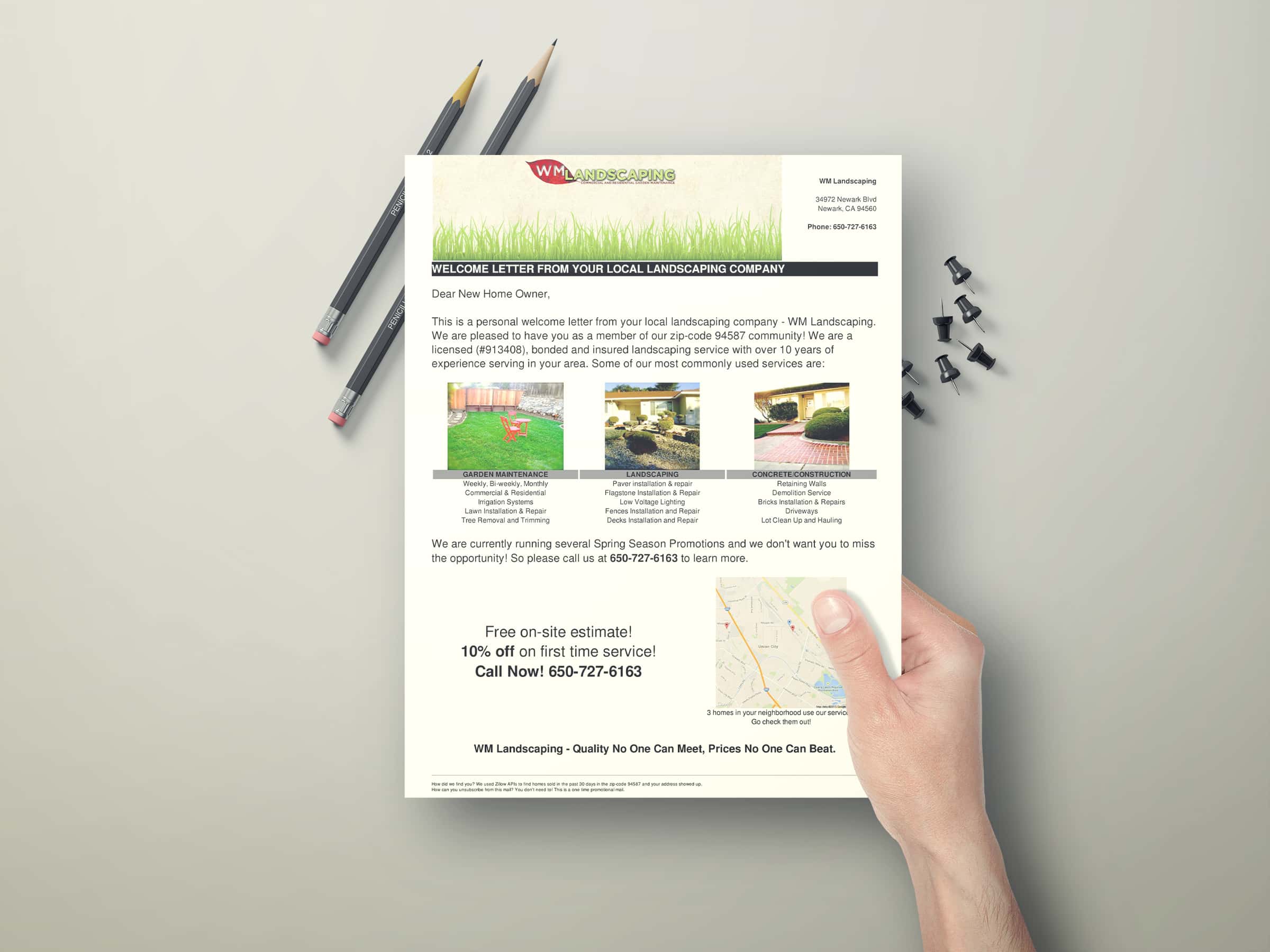 Highly Personalized Direct Mail for WM Landscaping