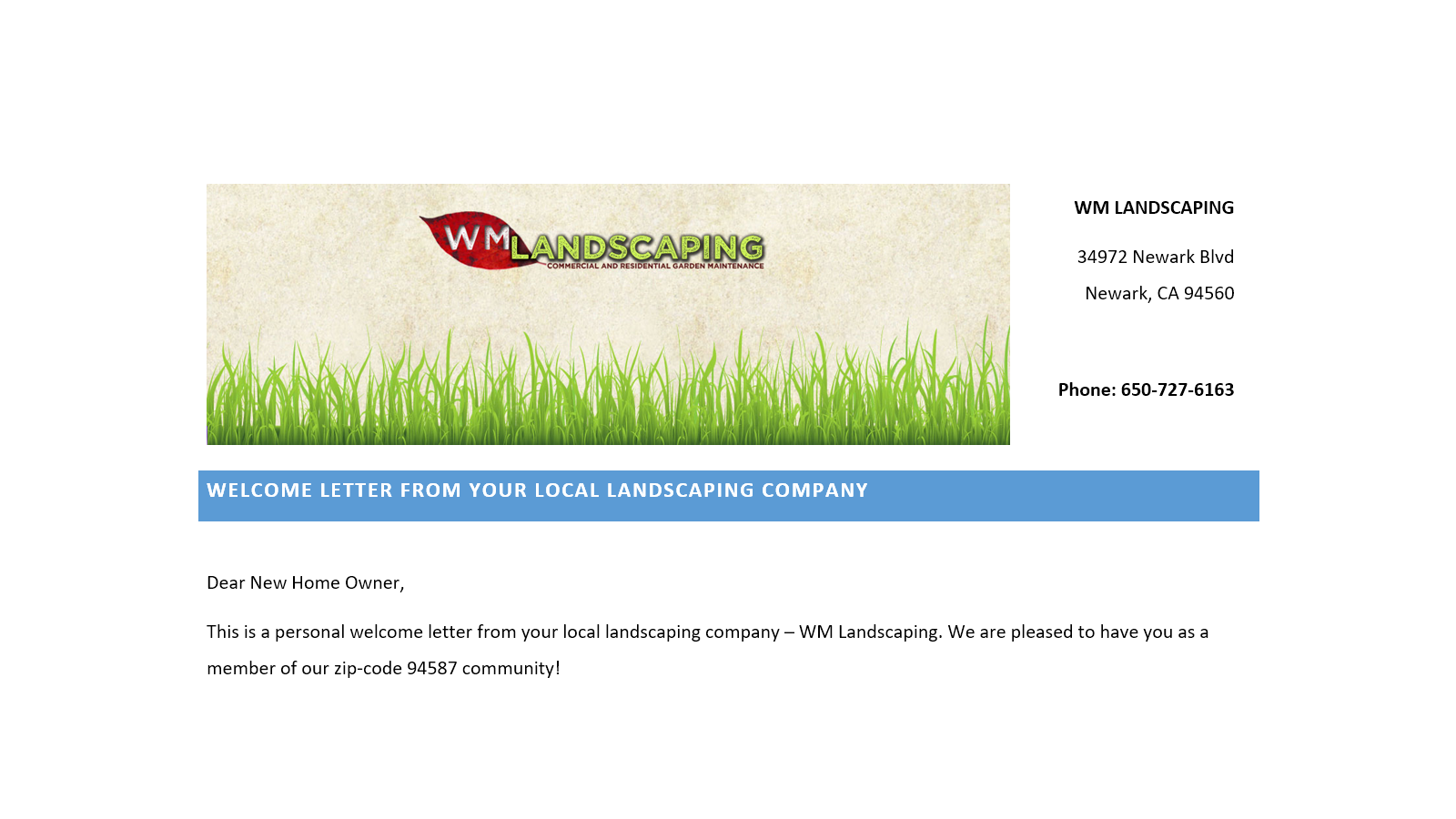 WM Landscaping direct mail